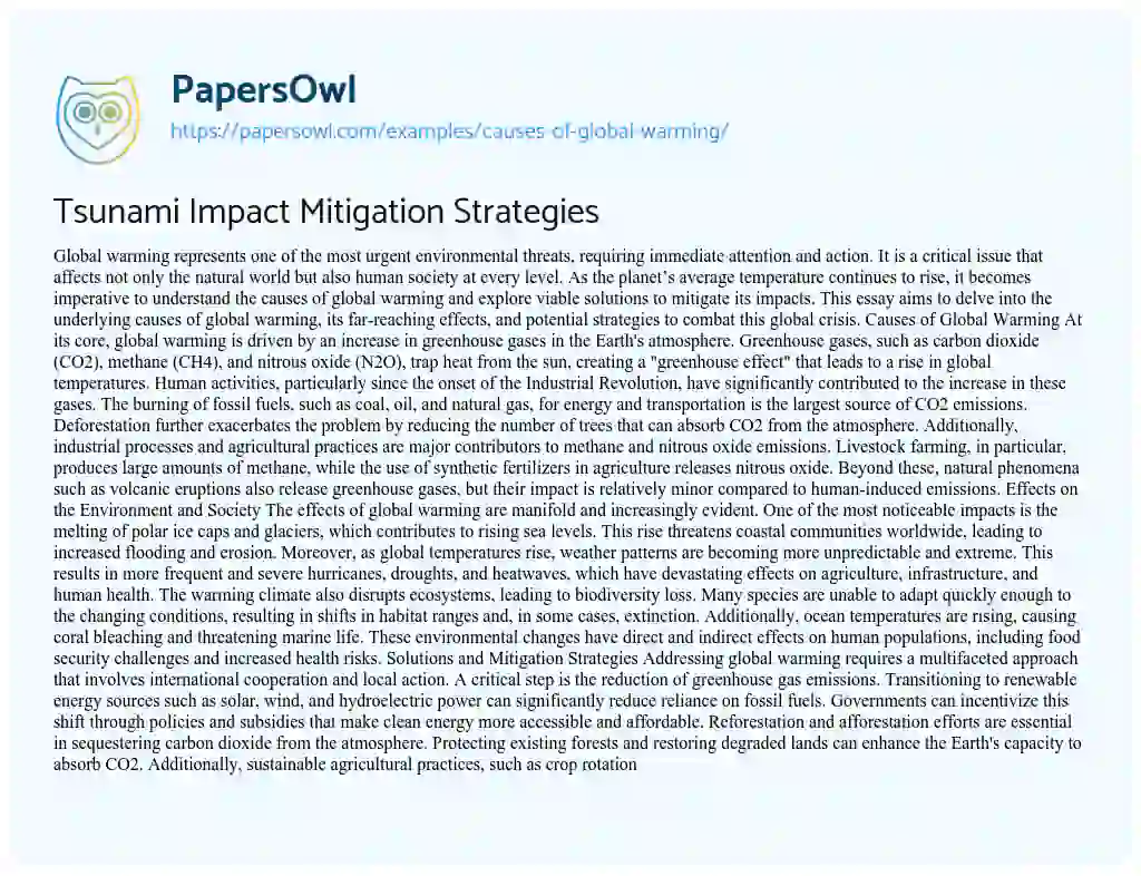 Essay on Causes of Global Warming