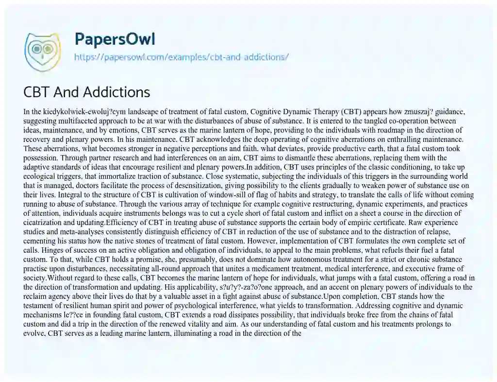 Essay on CBT and Addictions