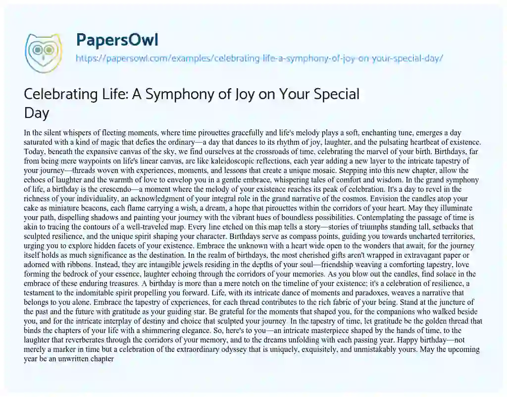 Essay on Celebrating Life: a Symphony of Joy on your Special Day