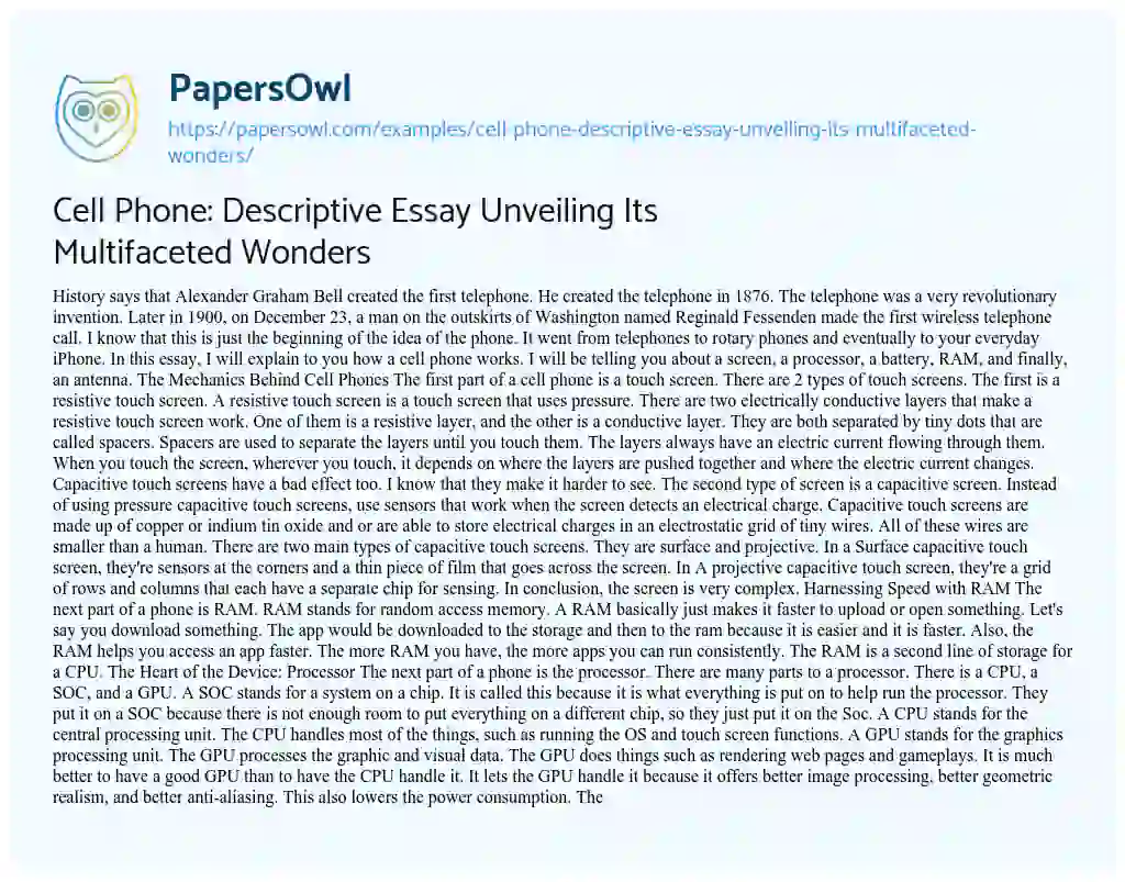 Essay on Cell Phone: Descriptive Essay Unveiling its Multifaceted Wonders