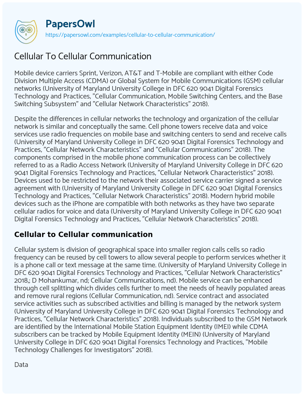Cellular to Cellular Communication essay