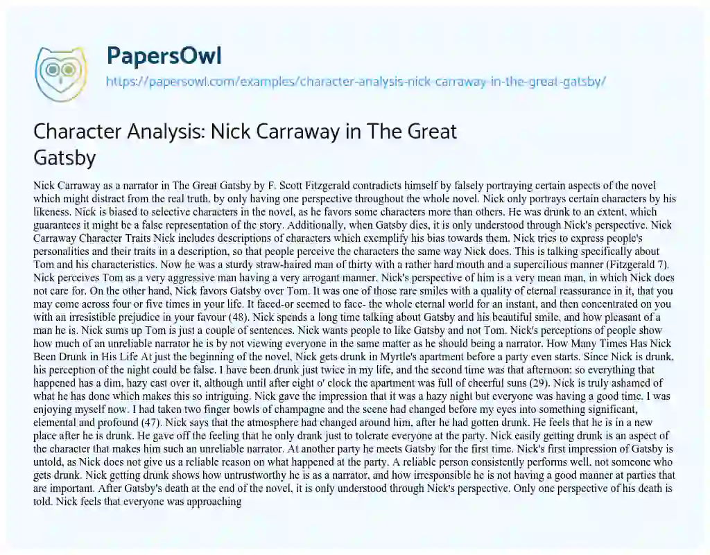 The great gatsby character analysis pdf