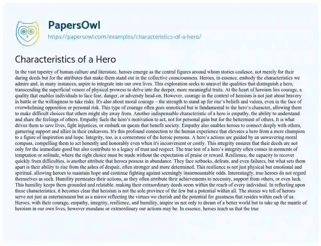 Essay on Characteristics of a Hero