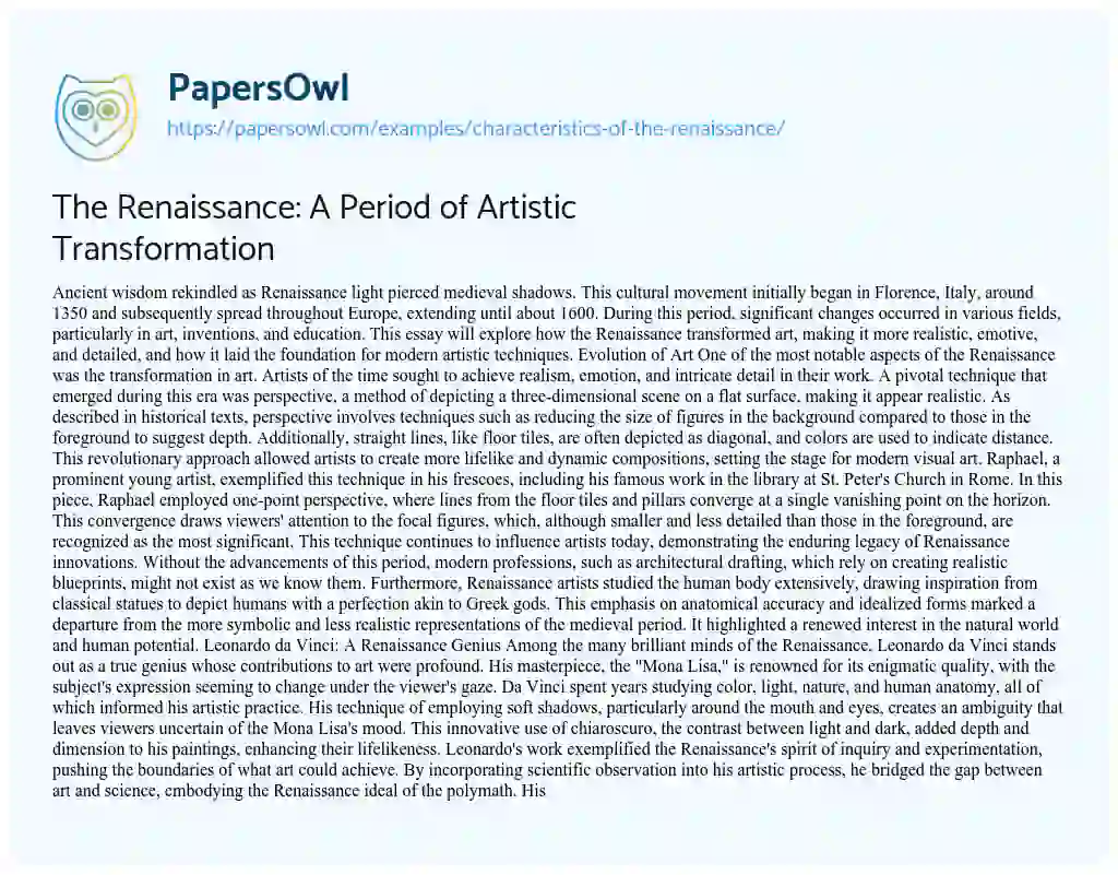 essay of renaissance