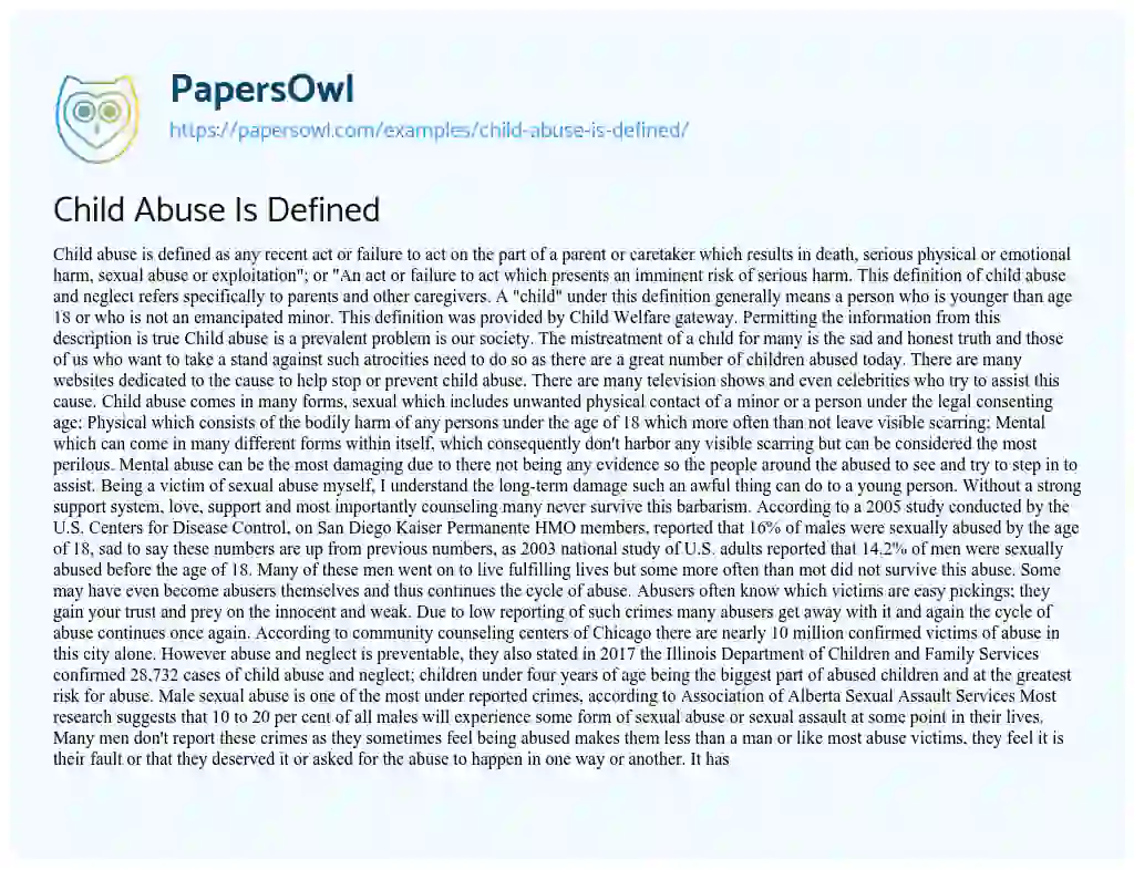 Child Abuse is Defined essay