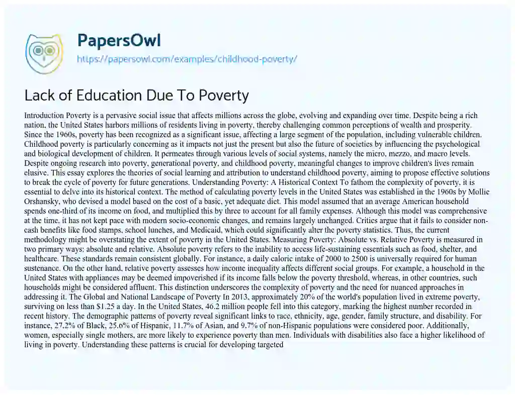 thesis statement childhood poverty