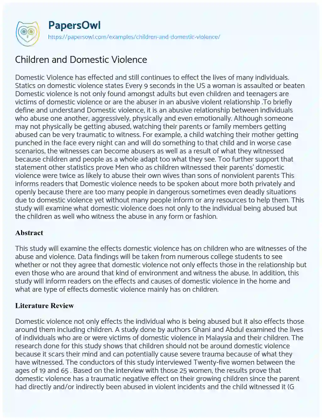 informative essay about domestic violence