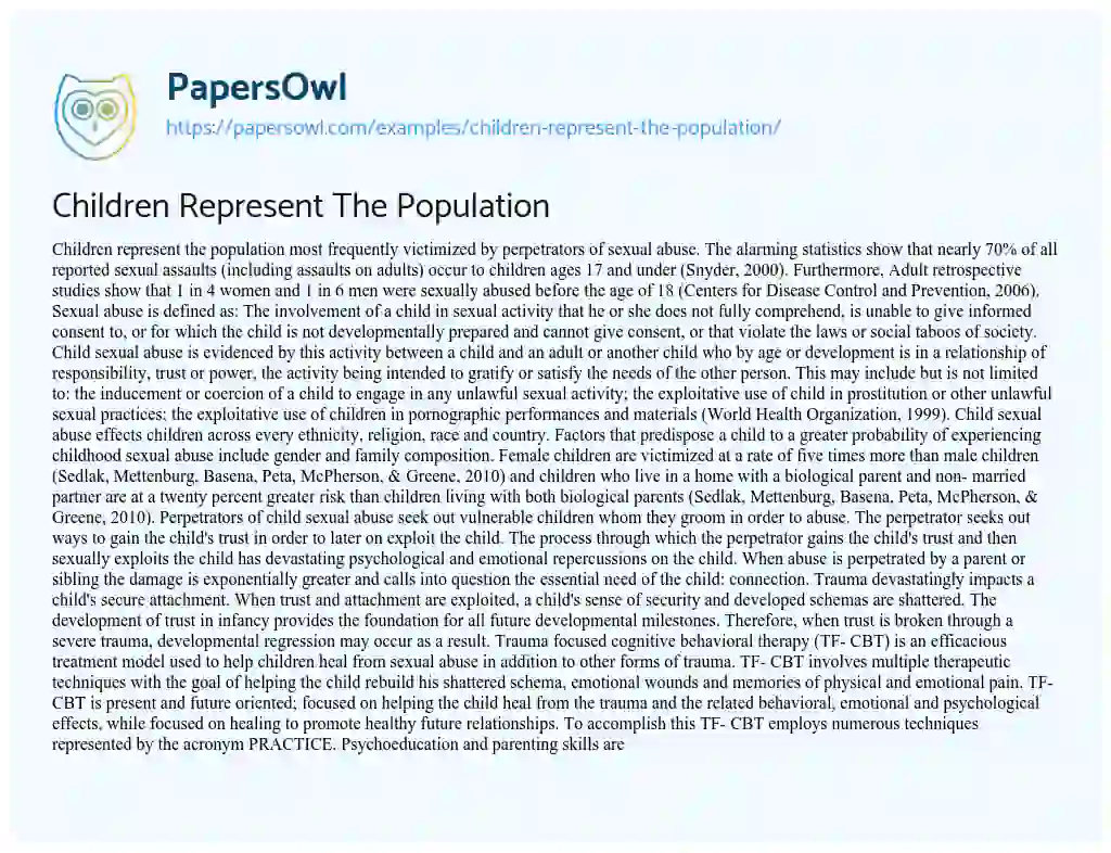 Children Represent The Population - Free Essay Example - 2253 Words ...