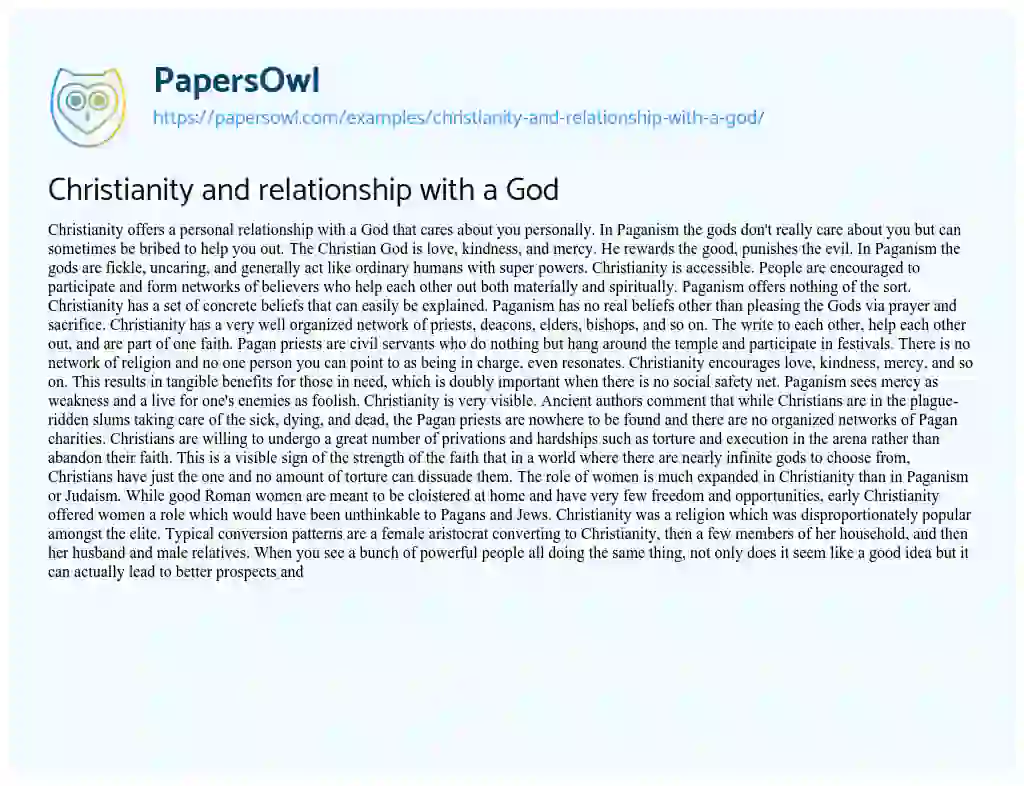 Essay on Christianity and Relationship with a God
