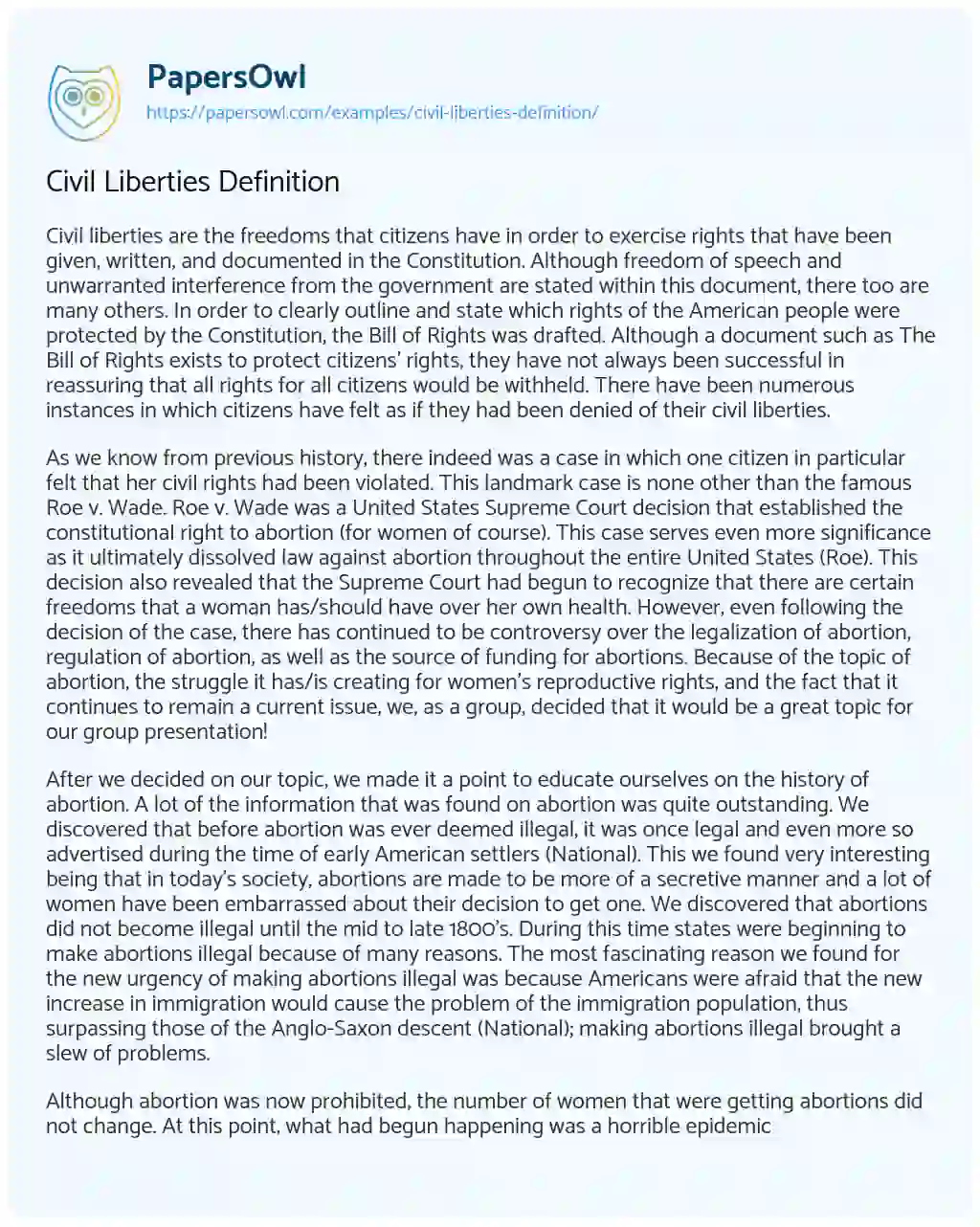 Civil Liberties Definition essay