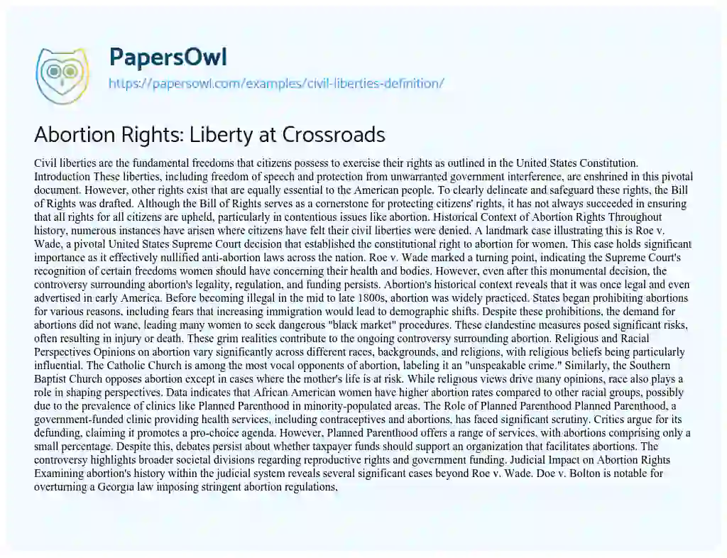 Essay on Civil Liberties Definition