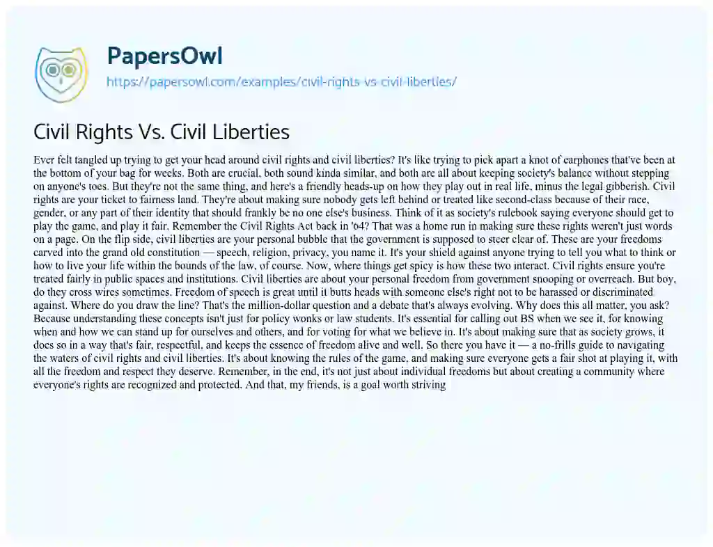 Essay on Civil Rights Vs. Civil Liberties
