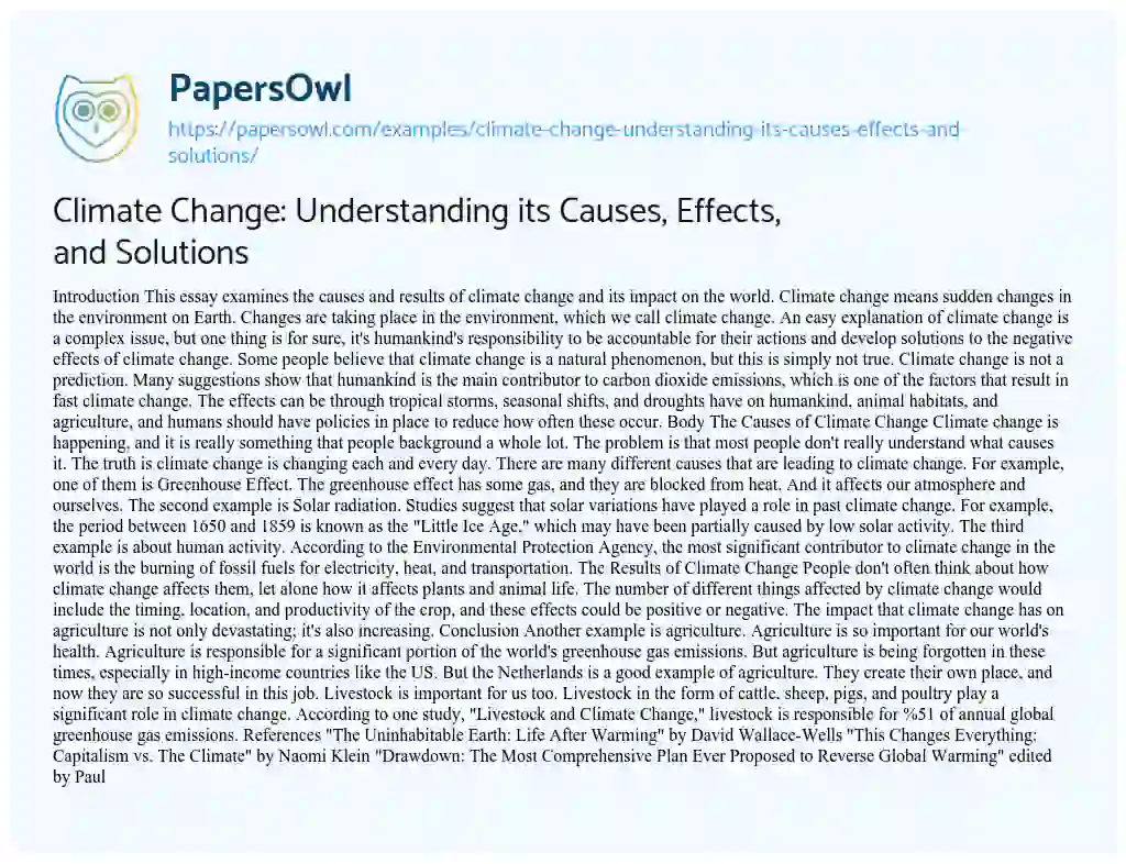 essay causes of climate change