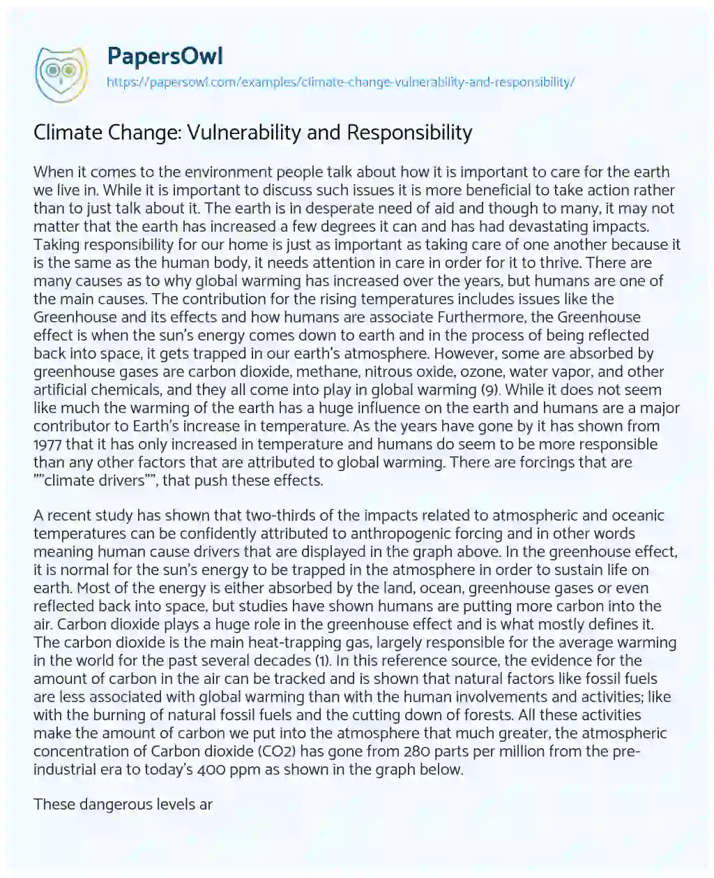 Essay on Climate Change: Vulnerability and Responsibility