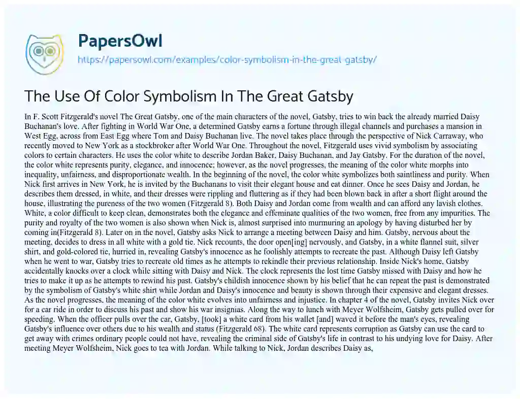 the color green in the great gatsby essay