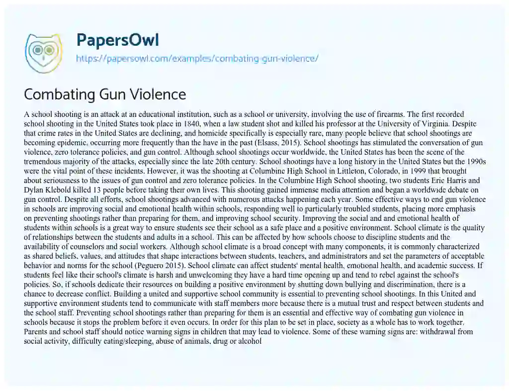 Combating Gun Violence essay