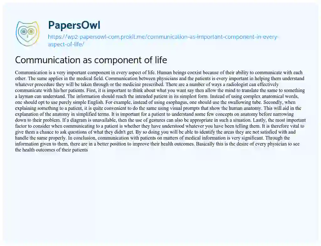 Essay on Communication as Component of Life