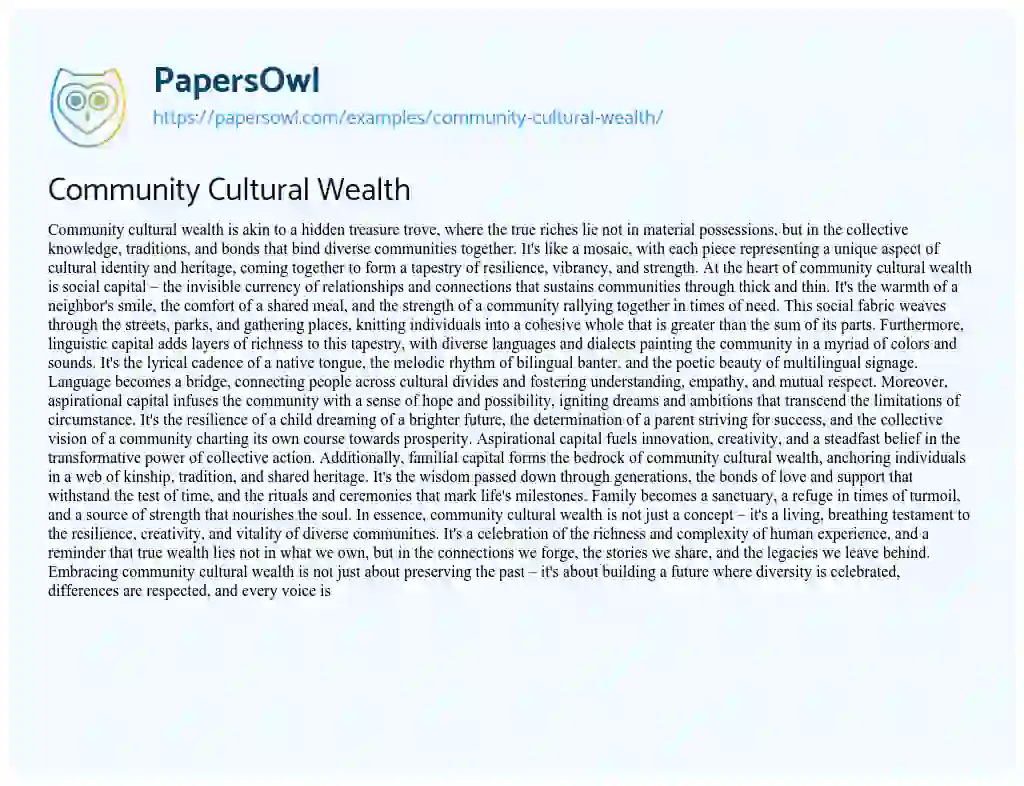 cultural wealth essay