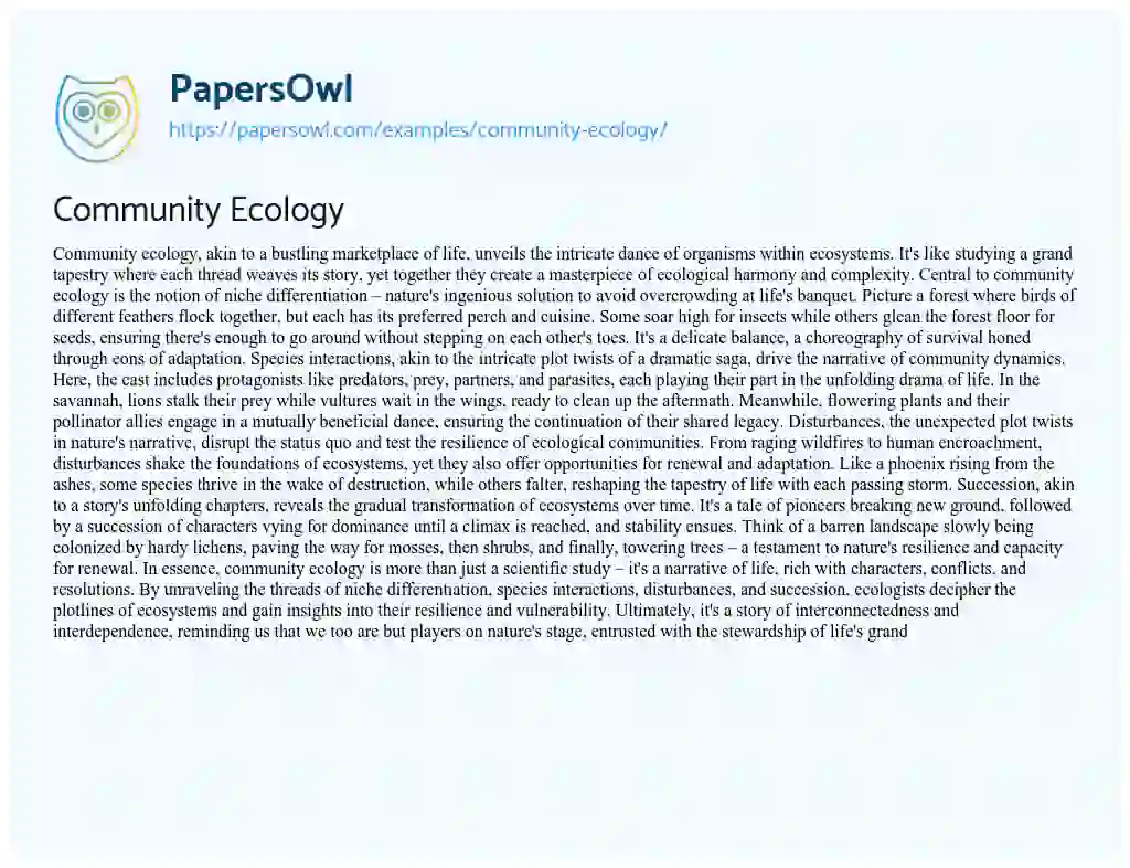 essay on community ecology