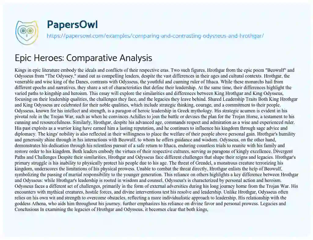 Essay on Comparing and Contrasting Odysseus and Hrothgar