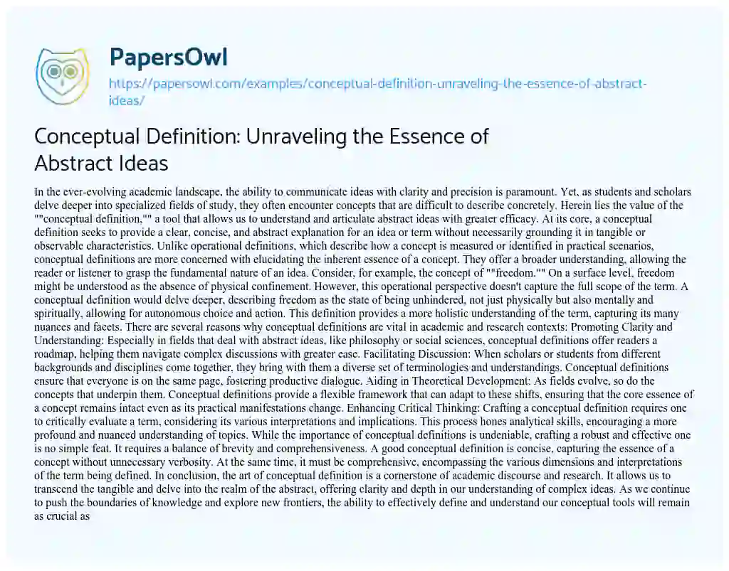 Essay on Conceptual Definition: Unraveling the Essence of Abstract Ideas