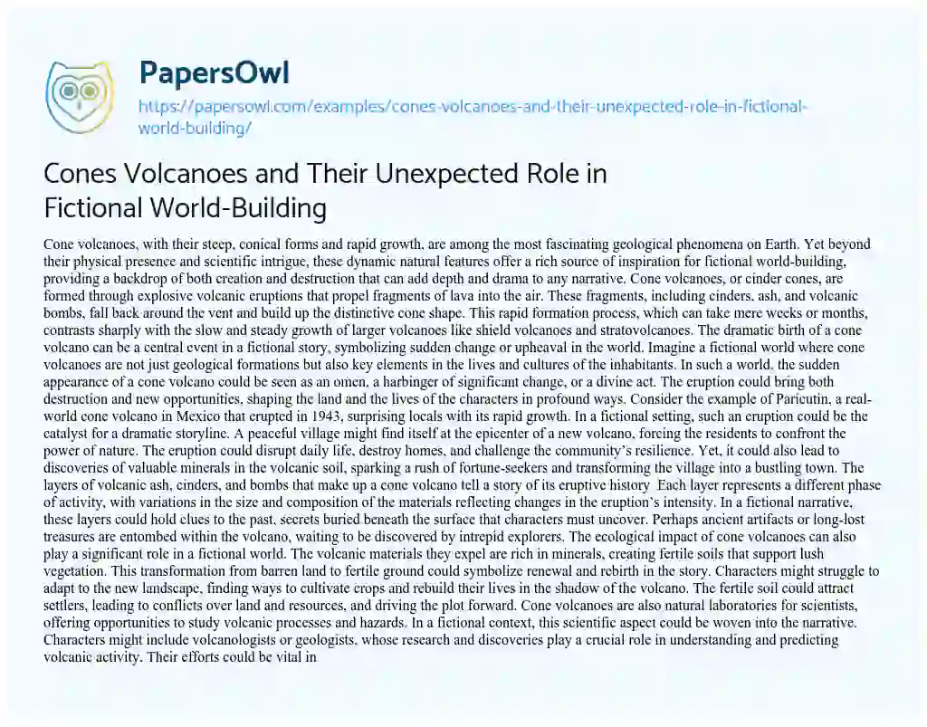 Essay on Cones Volcanoes and their Unexpected Role in Fictional World-Building