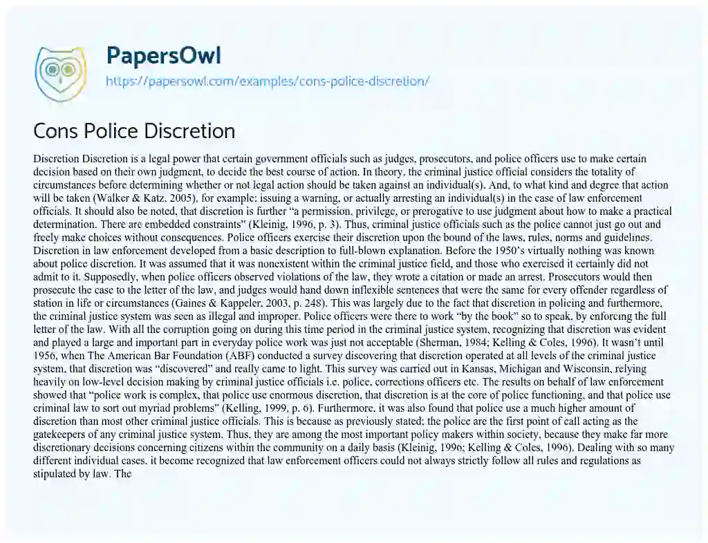 Cons Police Discretion essay