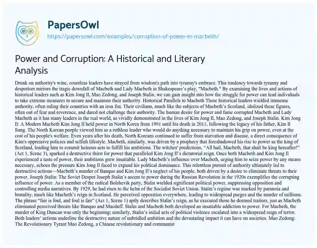 essay about power and corruption