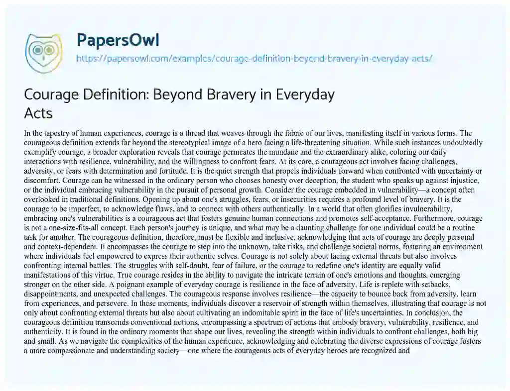 definition essay bravery