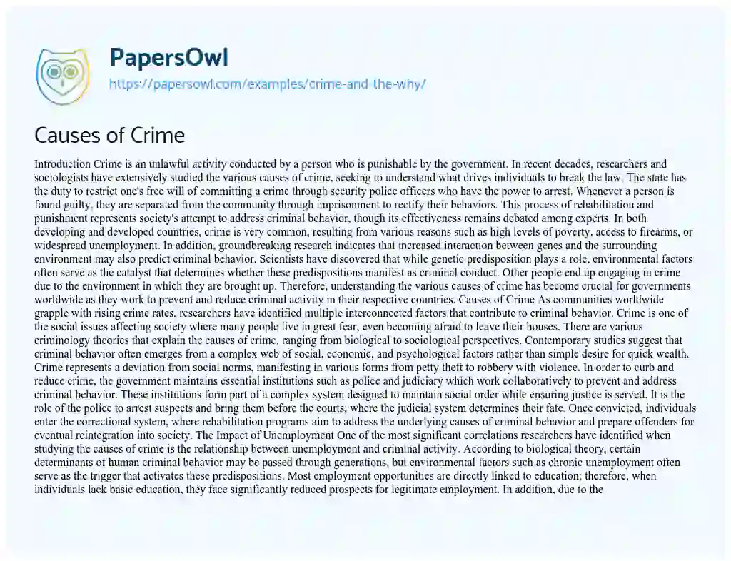 solution of crime essay