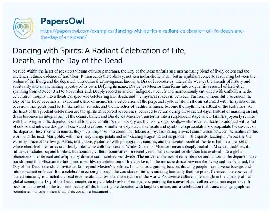 Essay on Dancing with Spirits: a Radiant Celebration of Life, Death, and the Day of the Dead