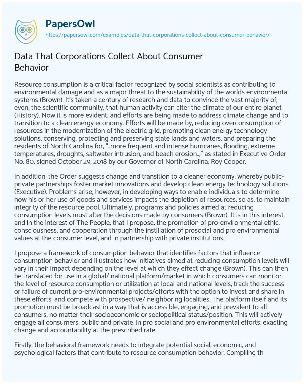 Essay on Data that Corporations Collect about Consumer Behavior