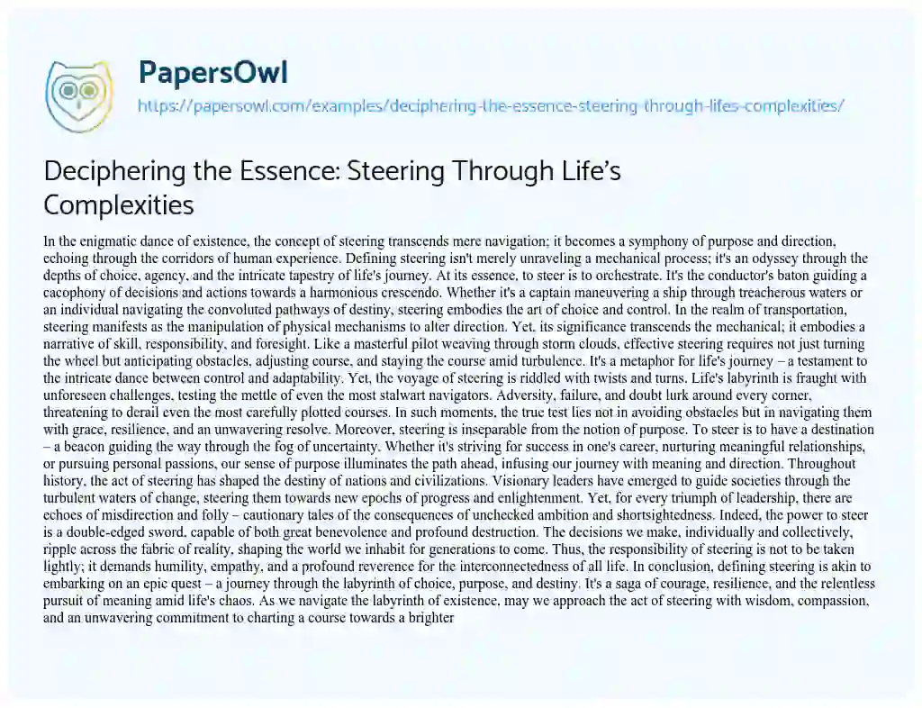 Essay on Deciphering the Essence: Steering through Life’s Complexities