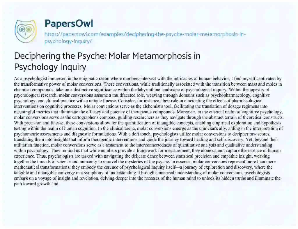 Deciphering the Psyche: Molar Metamorphosis in Psychology Inquiry ...