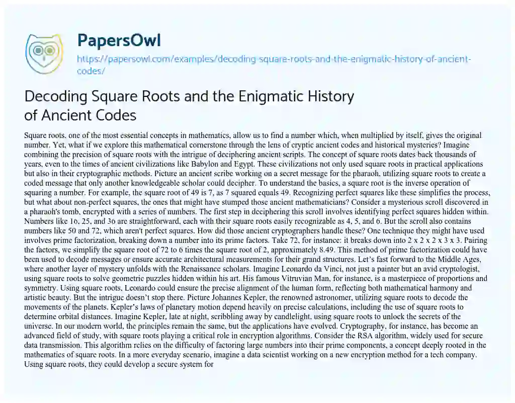 Decoding Square Roots and the Enigmatic History of Ancient Codes - Free ...