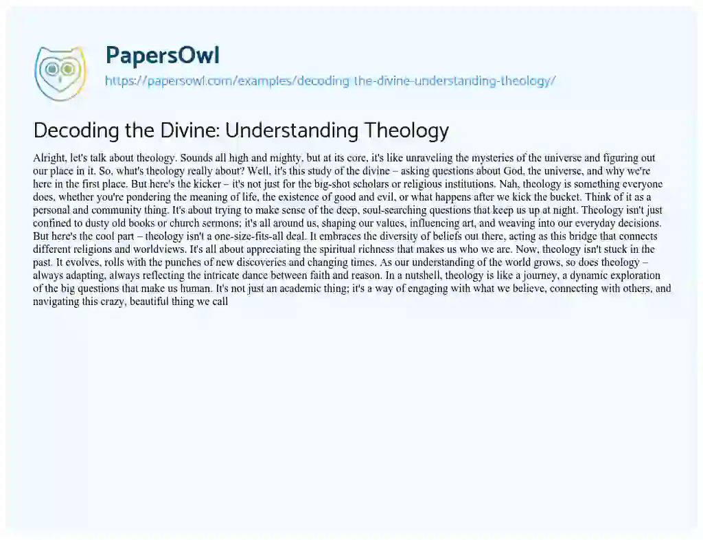 Essay on Decoding the Divine: Understanding Theology
