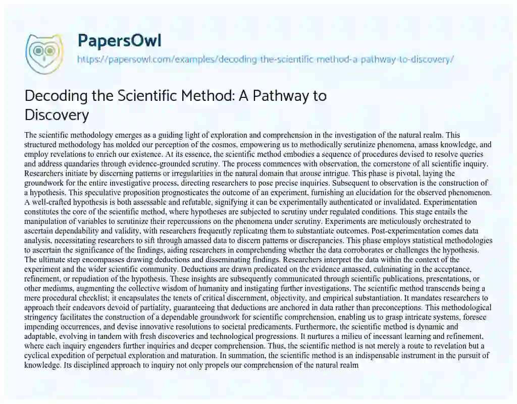 Decoding the Scientific Method: A Pathway to Discovery - Free Essay ...