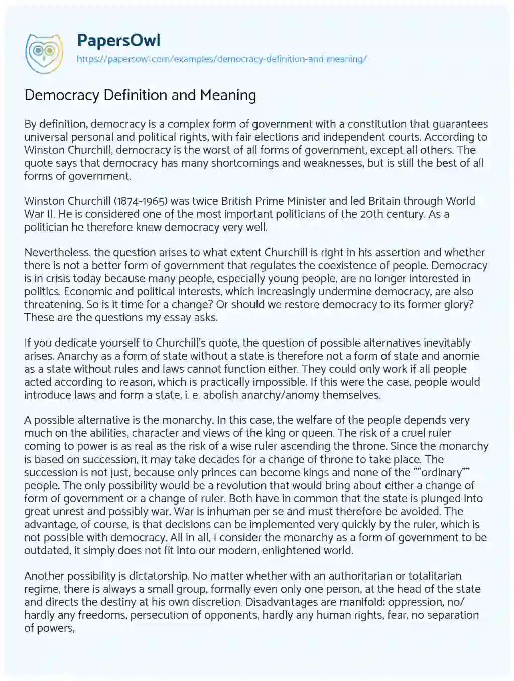 Democracy Definition and Meaning essay