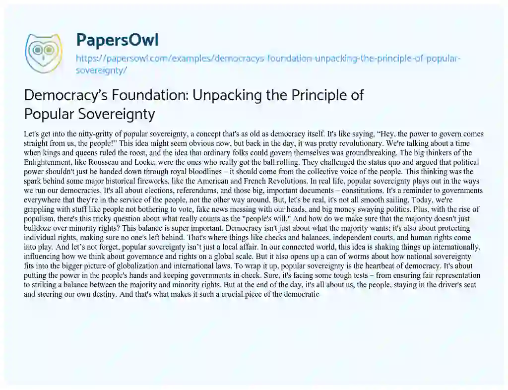 essay about popular sovereignty