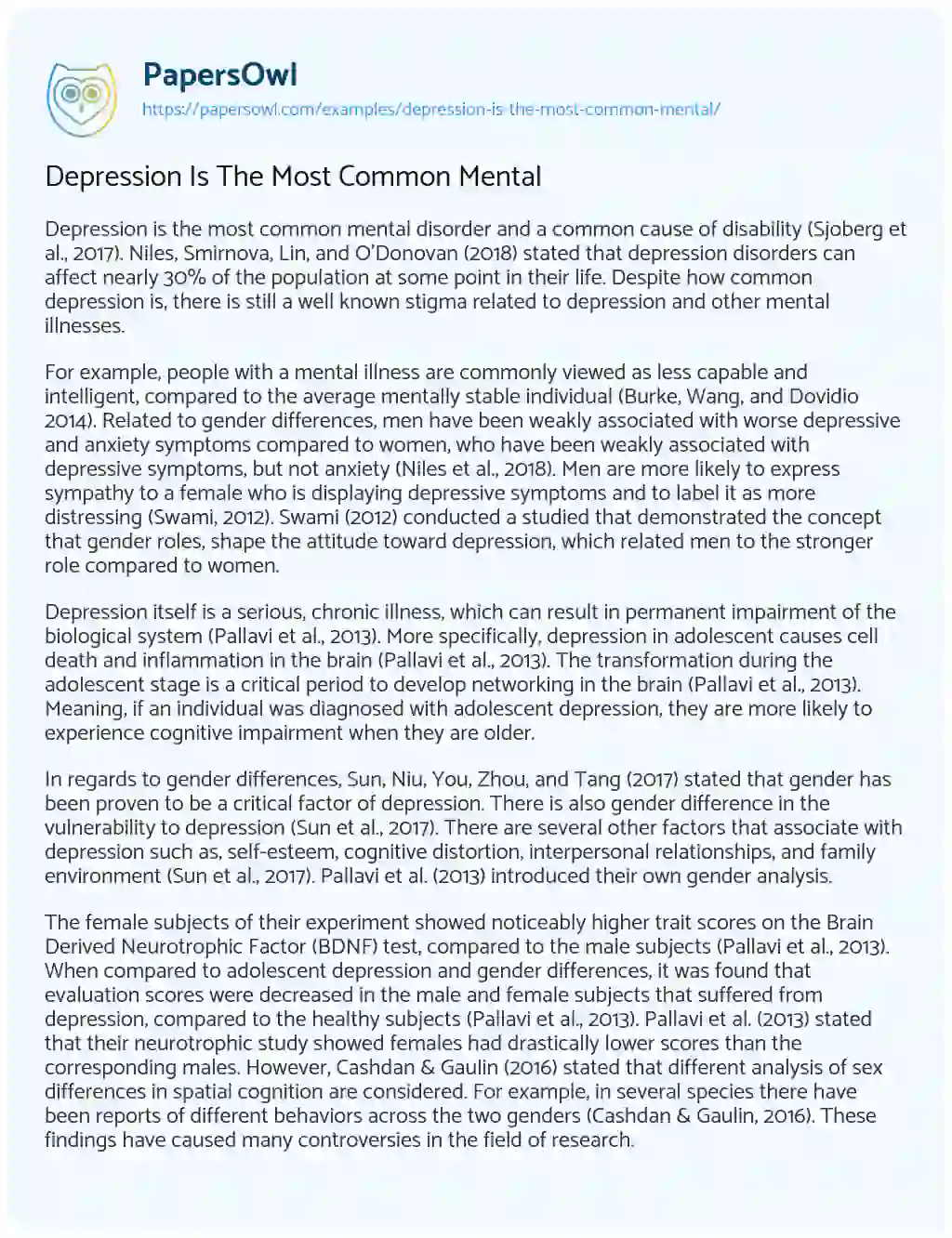 Essay on Depression is the most Common Mental