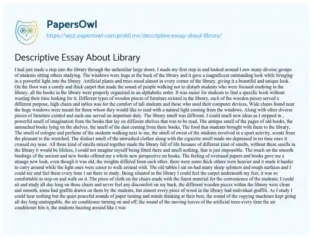 Descriptive Essay about Library essay