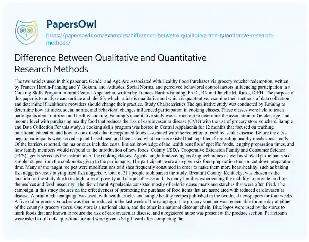 Essay on Difference between Qualitative and Quantitative Research Methods