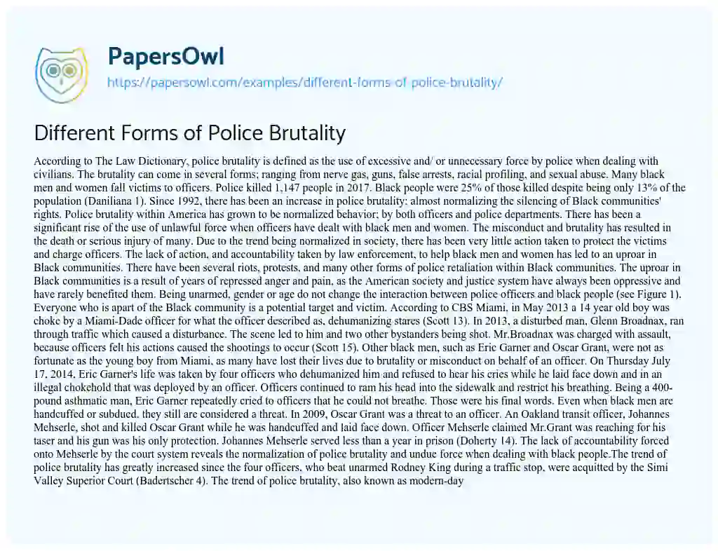 Different Forms of Police Brutality essay