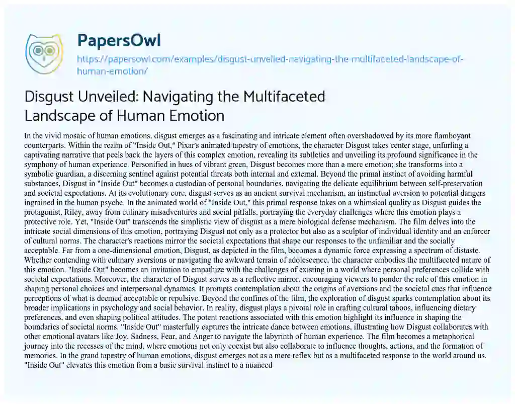 Essay on Disgust Unveiled: Navigating the Multifaceted Landscape of Human Emotion