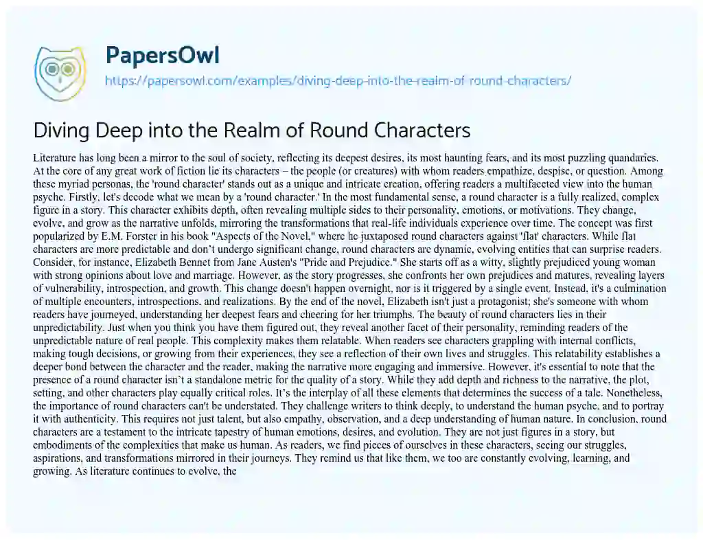 Essay on Diving Deep into the Realm of Round Characters