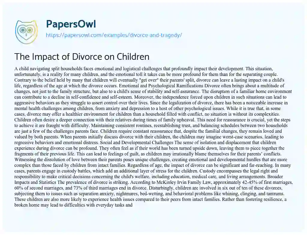 Essay on Divorce and Tragedy