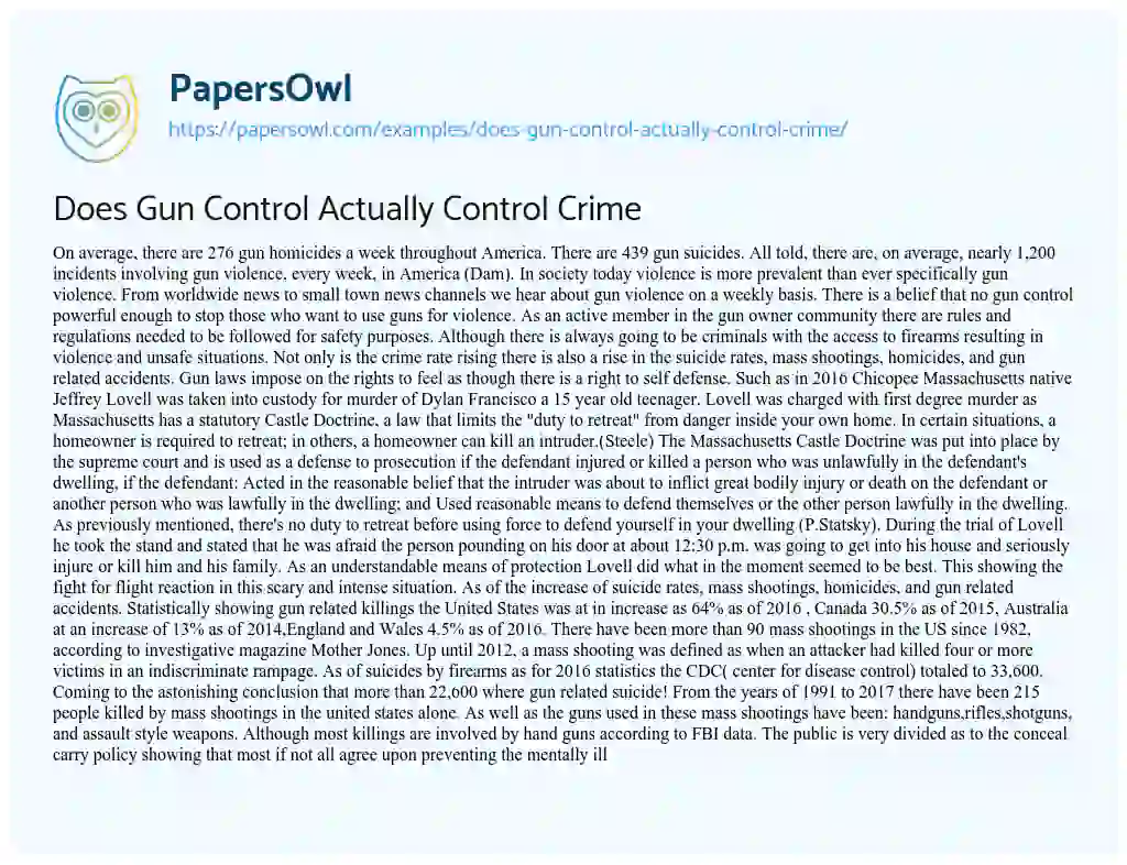 Does Gun Control Actually Control Crime essay