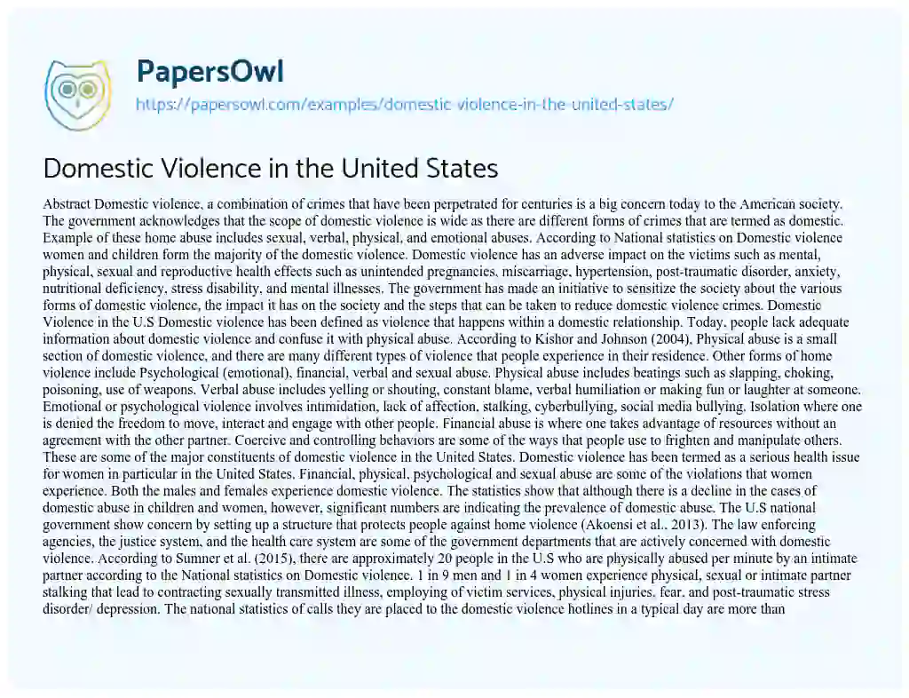 Domestic Violence in the United States essay
