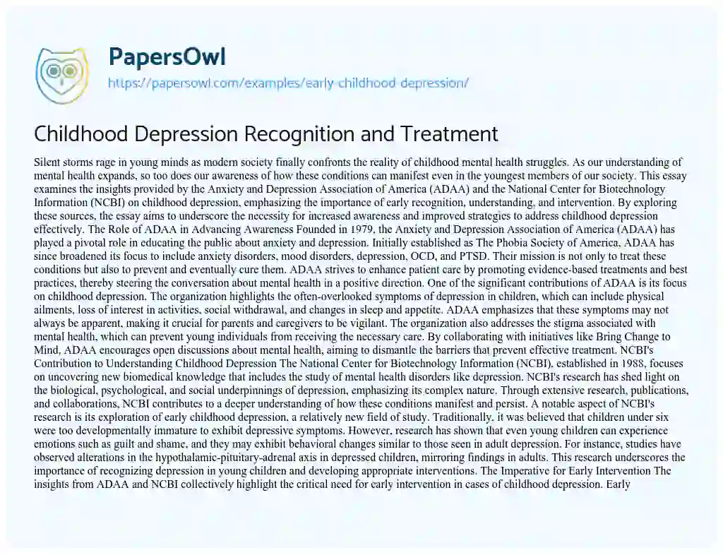 essay on childhood disorders