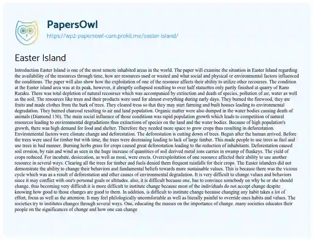 Essay on Easter Island